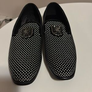Stacy Adams Men's Swagger Studded Ornament Slip-on Loafer size 8.5 black/silver